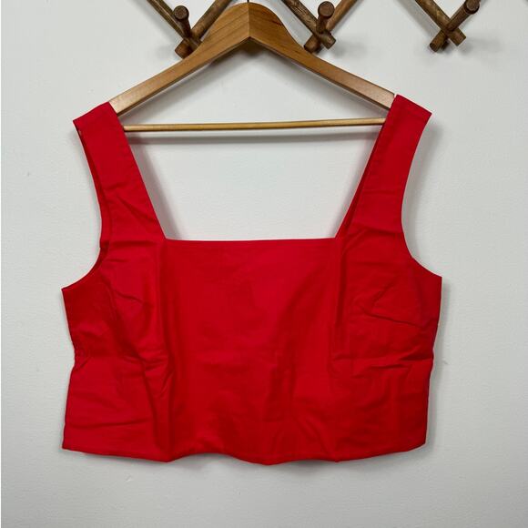 MONROW Poplin Tank in Fiery Coral Size XL - Picture 3 of 10